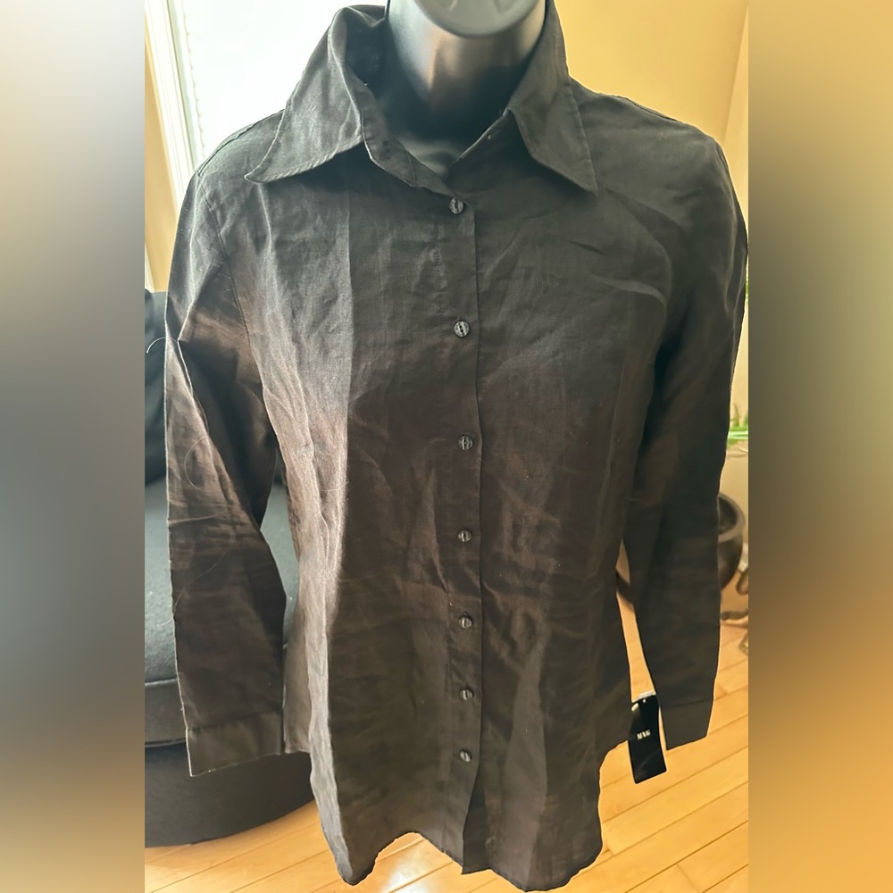 Mango black button-down shirt